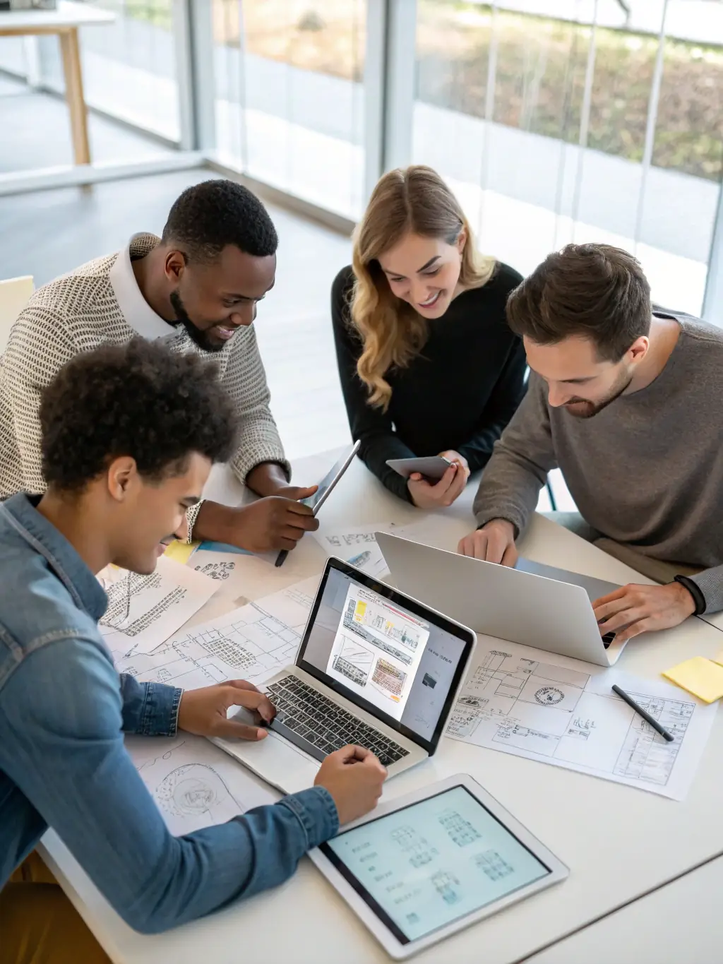 A collaborative image of digital engineers developing scalable web and mobile applications, showcasing CotIn Tech's expertise in building robust digital solutions for business growth.